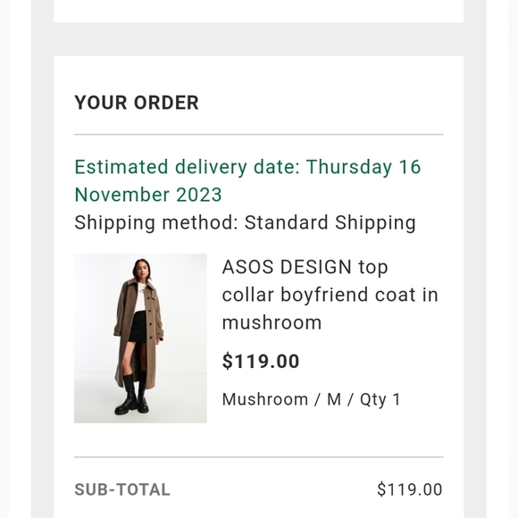 NWOT ASOS DESIGN Top Collar Boyfriend Belted Coat Mushroom Size Med - Picture 16 of 16